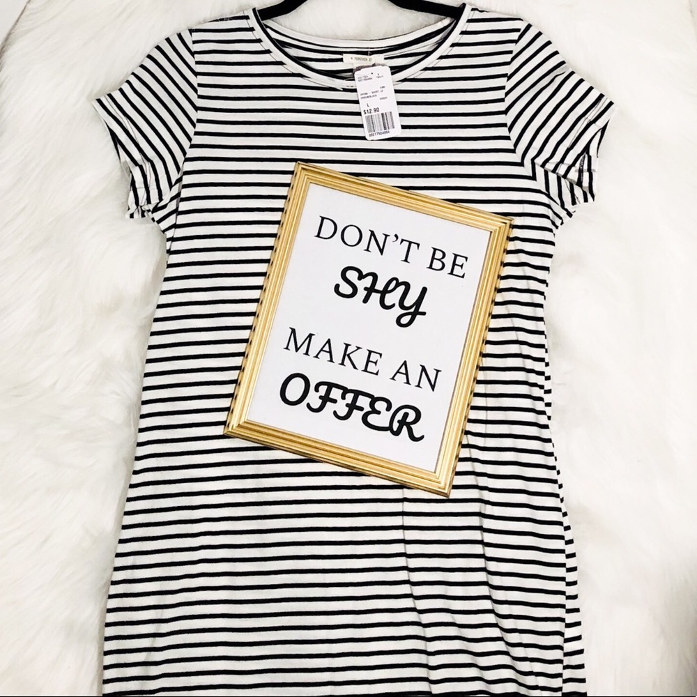 👗Forever 21 | Black/White Stripe Dress NWT👗